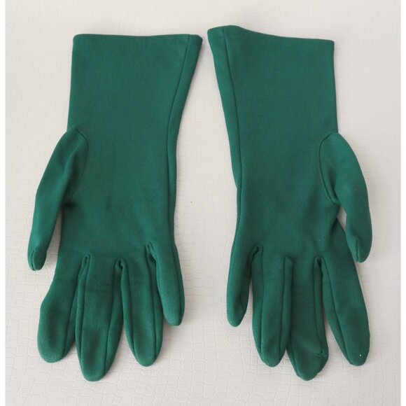 Vintage Evening Gloves Green Evening Gloves Dress Gloves Formal Gloves Short Eve - Picture 2 of 4